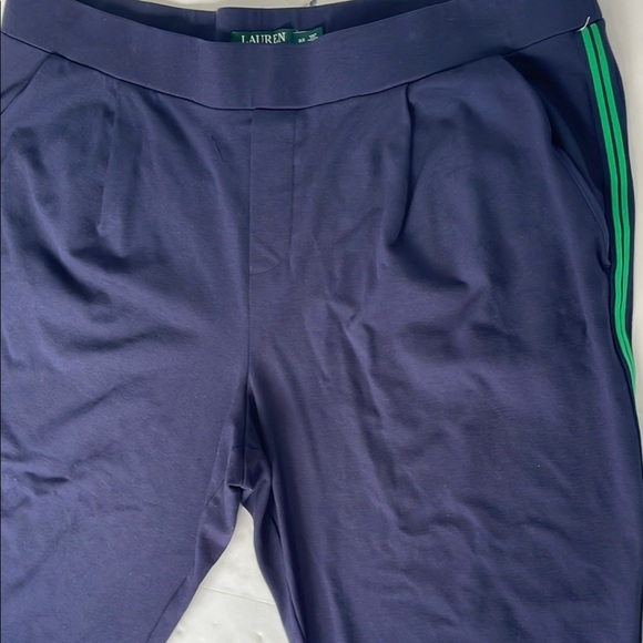 Lauren Ralph Lauren Blue with Green Side Stripe Sweatpants Pants 3X - Picture 5 of 12